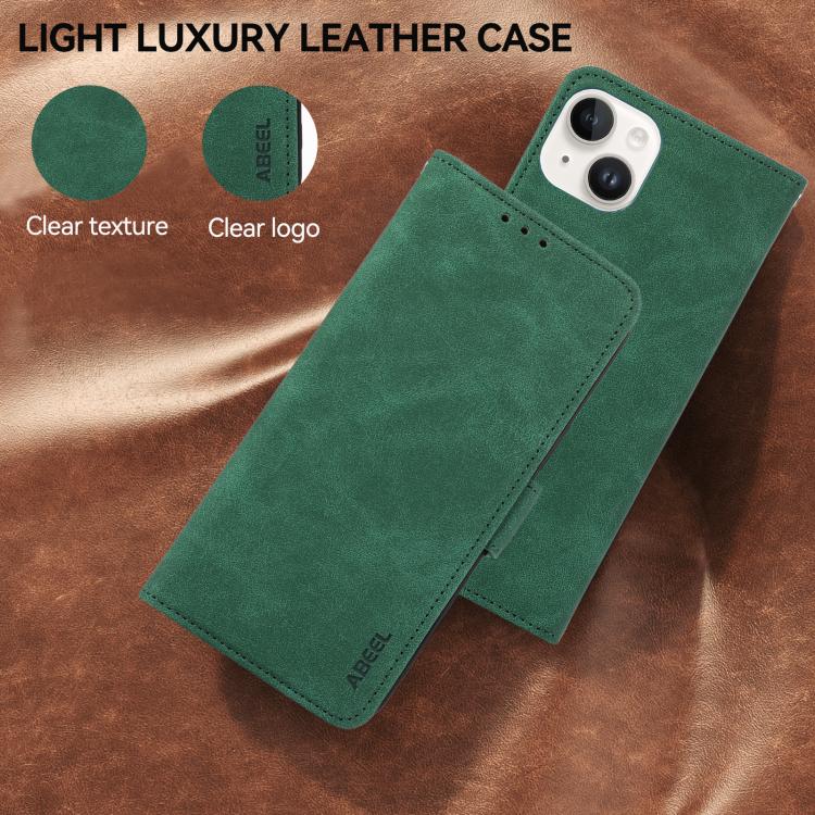 Funda de cuero magnético ABEEL con protección RFID para Samsung Galaxy A07 5G (verde)