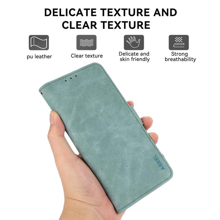 Funda de cuero magnético ABEEL con protección RFID para Samsung Galaxy A07 5G (cian)