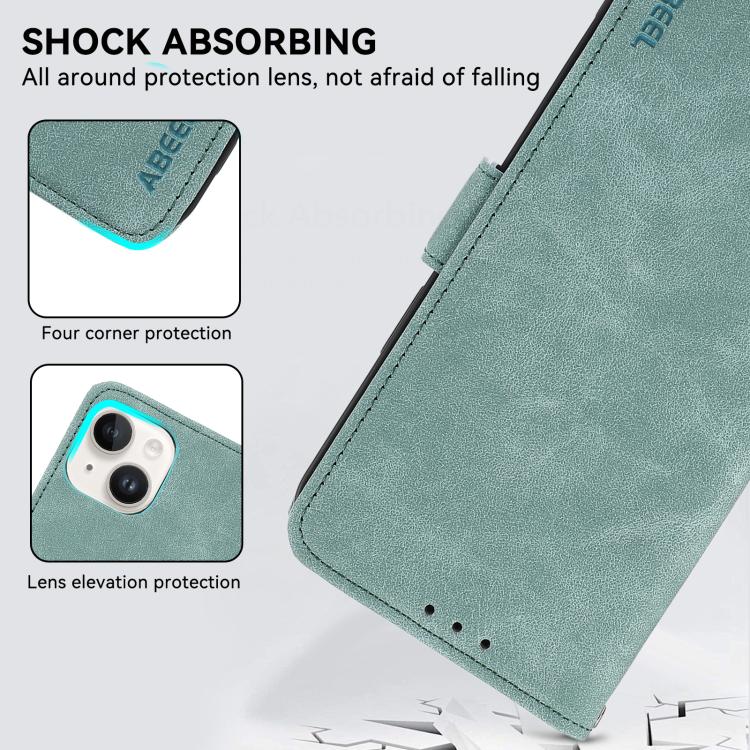 Funda de cuero magnético ABEEL con protección RFID para Samsung Galaxy A07 5G (cian)