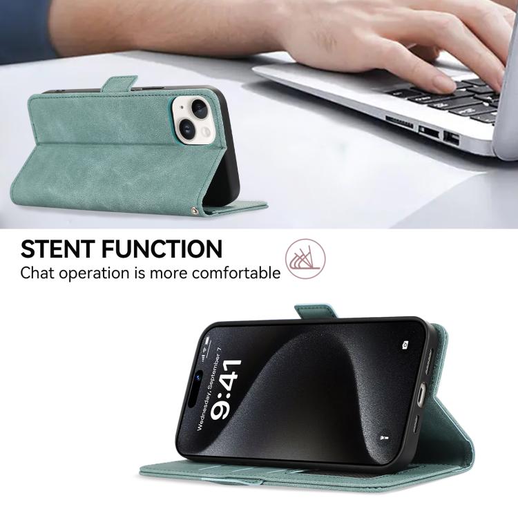 Funda de cuero magnético ABEEL con protección RFID para Samsung Galaxy A07 5G (cian)