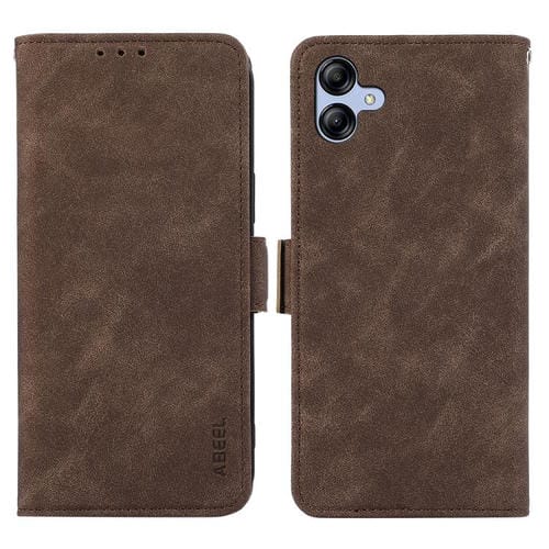 Funda de cuero magnético ABEEL con protección RFID para Samsung Galaxy A07 5G (marrón)