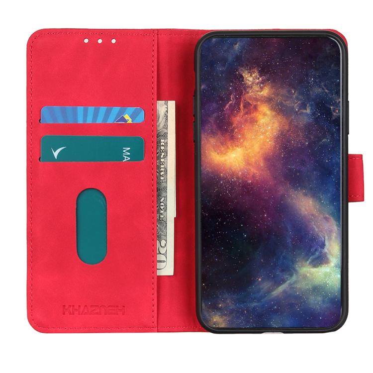Funda de cuero con tapa horizontal y textura retro KHAZNEH para Samsung Galaxy A07 5G (roja)