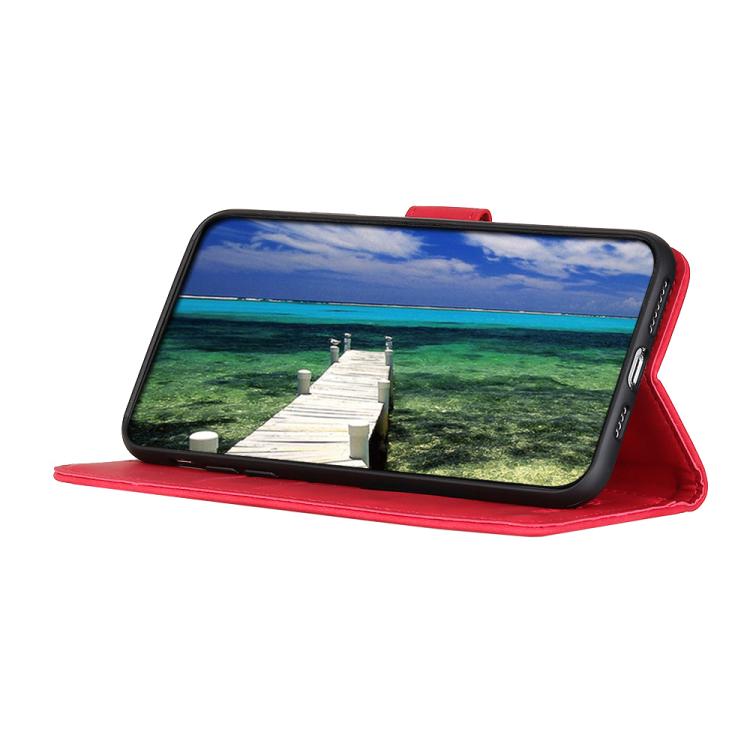 Funda de cuero con tapa horizontal y textura retro KHAZNEH para Samsung Galaxy A07 5G (roja)