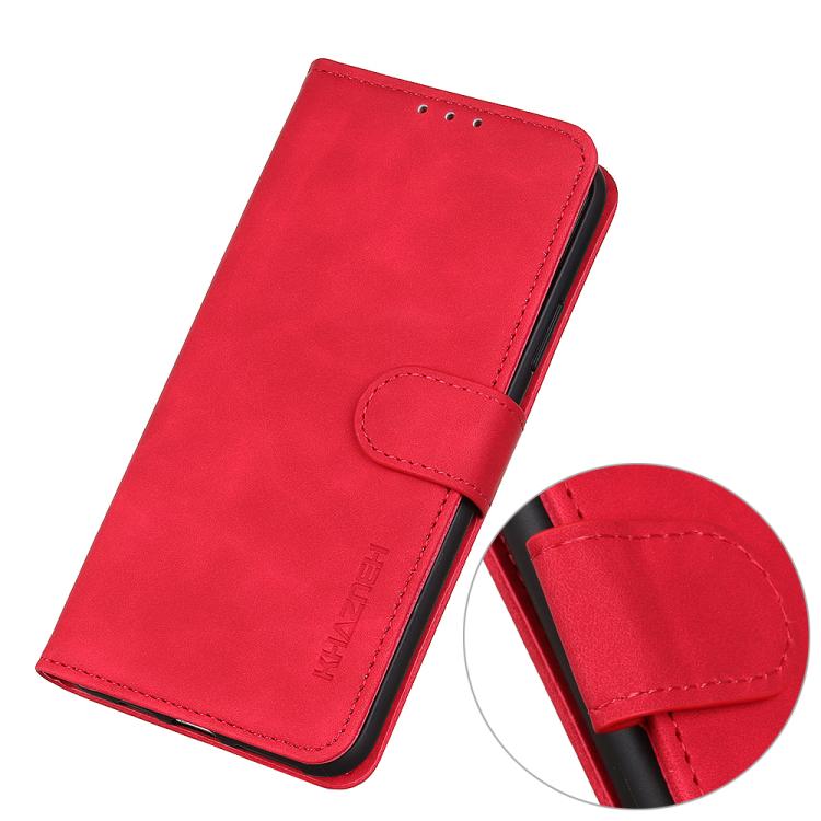 Funda de cuero con tapa horizontal y textura retro KHAZNEH para Samsung Galaxy A07 5G (roja)