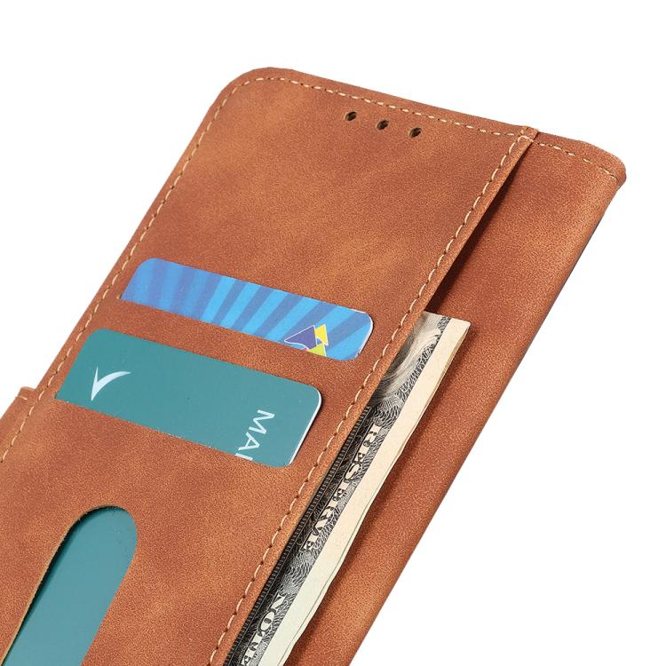 Funda de cuero con tapa horizontal y textura retro KHAZNEH para Samsung Galaxy A17 5G (marrón)