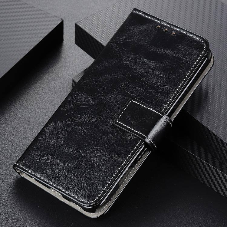 Funda de cuero con textura retro de caballo loco para Samsung Galaxy A17 5G (negra)