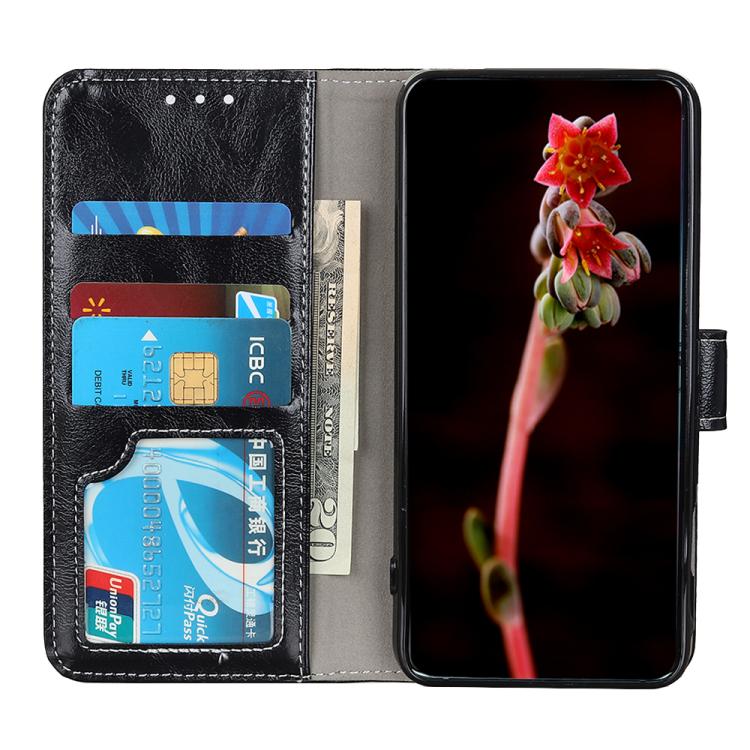 Funda de cuero con textura retro de caballo loco para Samsung Galaxy A17 5G (negra)