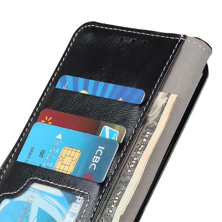 Funda de cuero con textura retro de caballo loco para Samsung Galaxy A17 5G (negra)