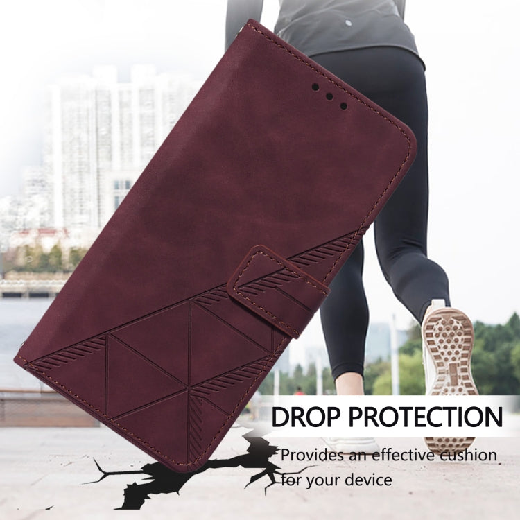 Funda de Cuero con Tapa y Relieve 3D para OnePlus Nord N10 5G (Rojo Vino)
