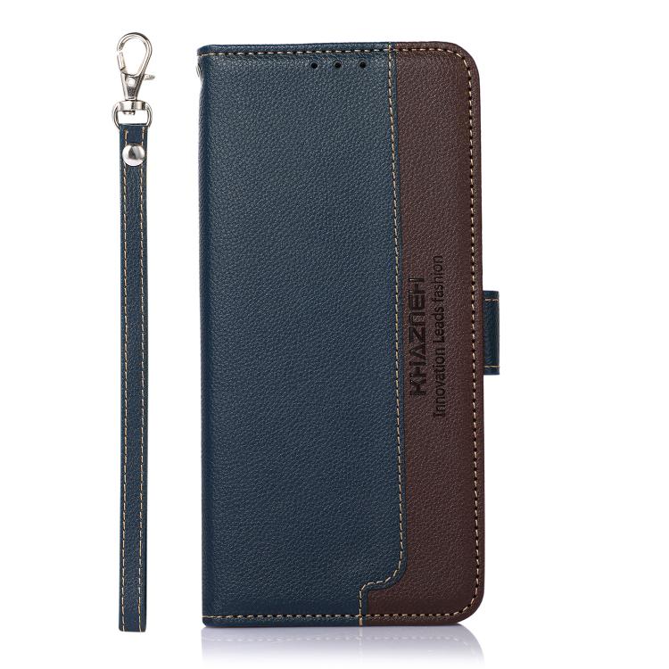 Funda de cuero con textura de lichi KHAZNEH RFID para Samsung Galaxy A07 5G (azul)