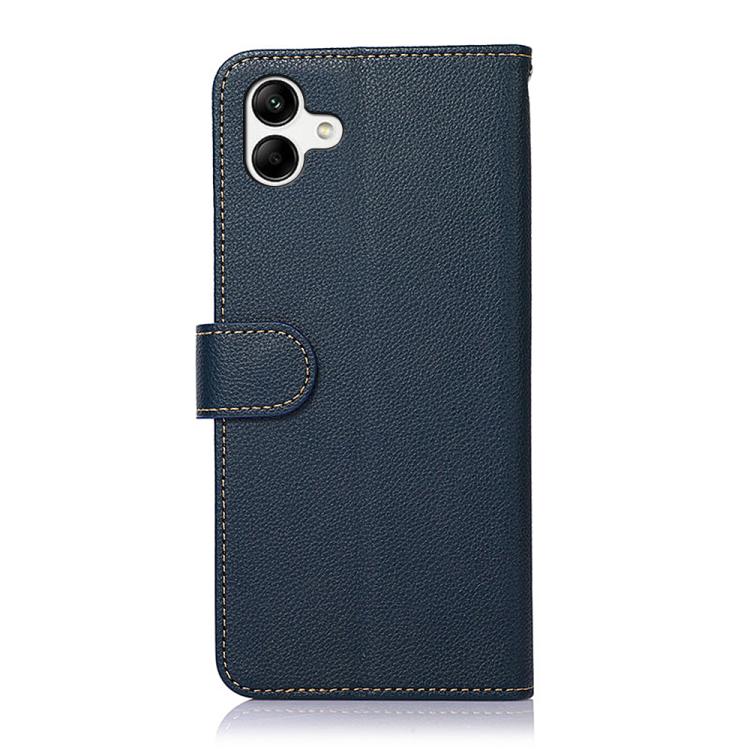 Funda de cuero con textura de lichi KHAZNEH RFID para Samsung Galaxy A07 5G (azul)