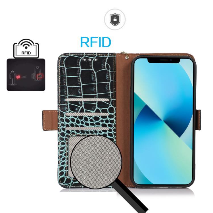 Funda de piel de vacuno con capa superior de cocodrilo para Samsung Galaxy A17 5G (verde)