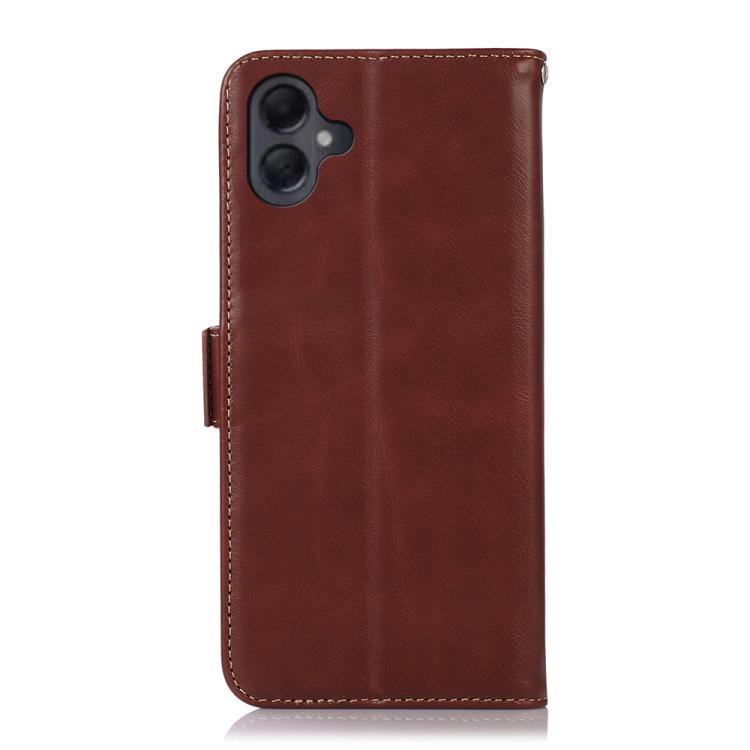 Funda magnética de cuero genuino con textura Crazy Horse y RFID para Samsung Galaxy A07 5G (marrón)