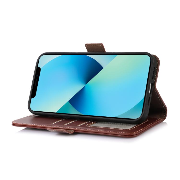 Funda magnética de cuero genuino con textura Crazy Horse y RFID para Samsung Galaxy A07 5G (marrón)
