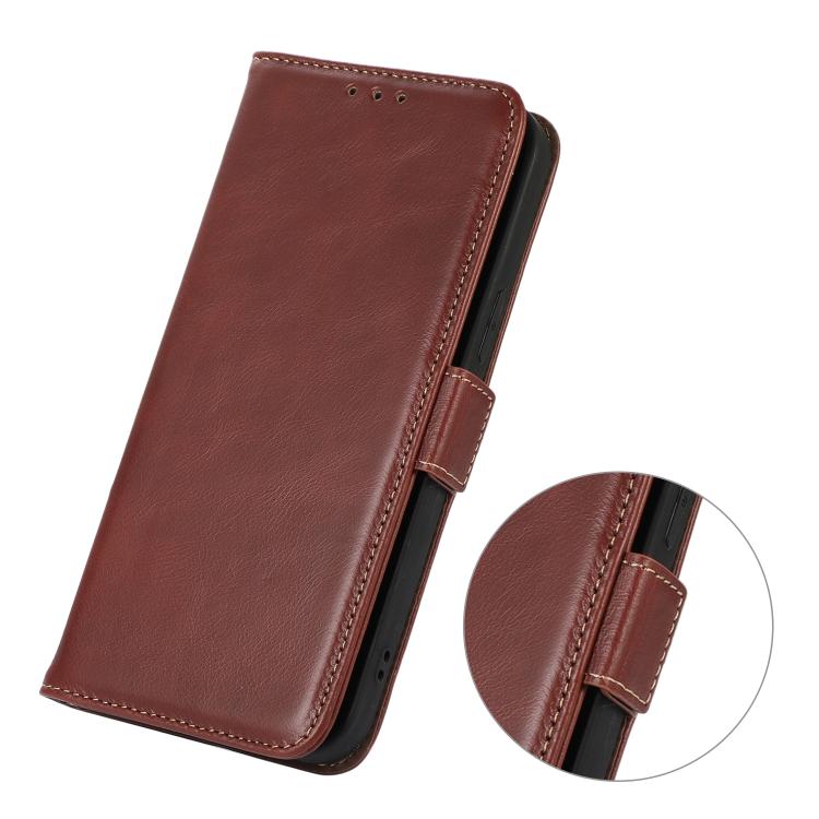 Funda magnética de cuero genuino con textura Crazy Horse y RFID para Samsung Galaxy A07 5G (marrón)