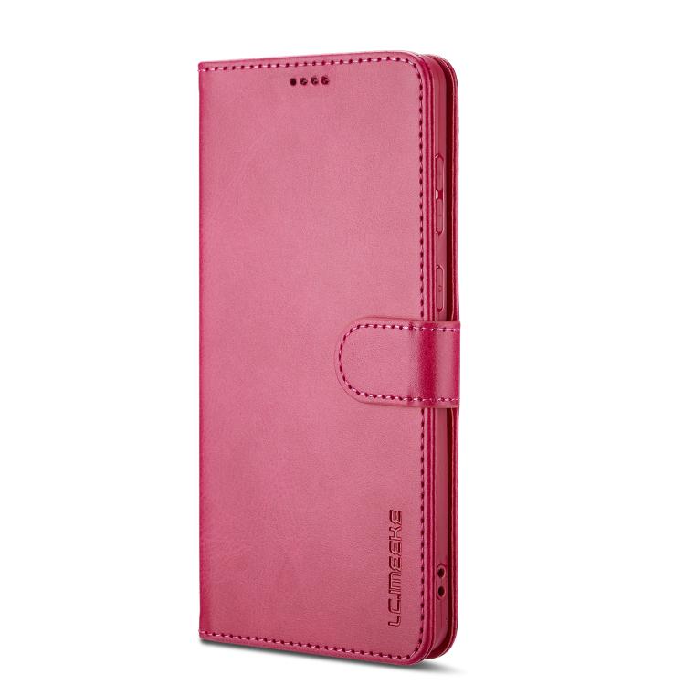Funda LC.IMEEKE de piel con textura de becerro para Samsung Galaxy S25 Edge 5G (roja)