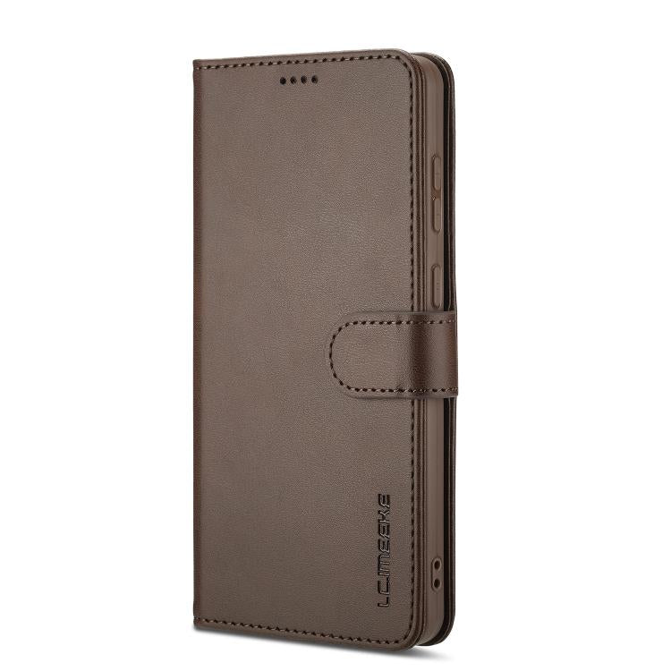 Funda LC.IMEEKE de piel con textura de becerro para Samsung Galaxy S25 Edge 5G (café)