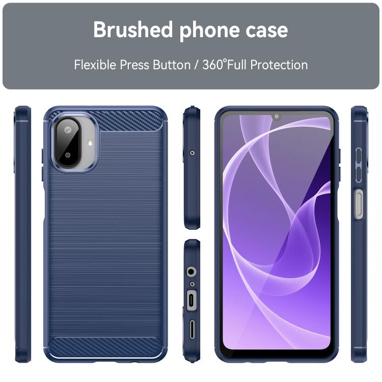 Funda de TPU con textura cepillada de fibra de carbono para Samsung Galaxy A07 4G (azul)