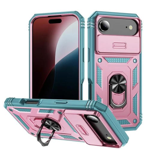 Funda deslizante de TPU y PC con soporte para iPhone 17 Air (rosa y verde)
