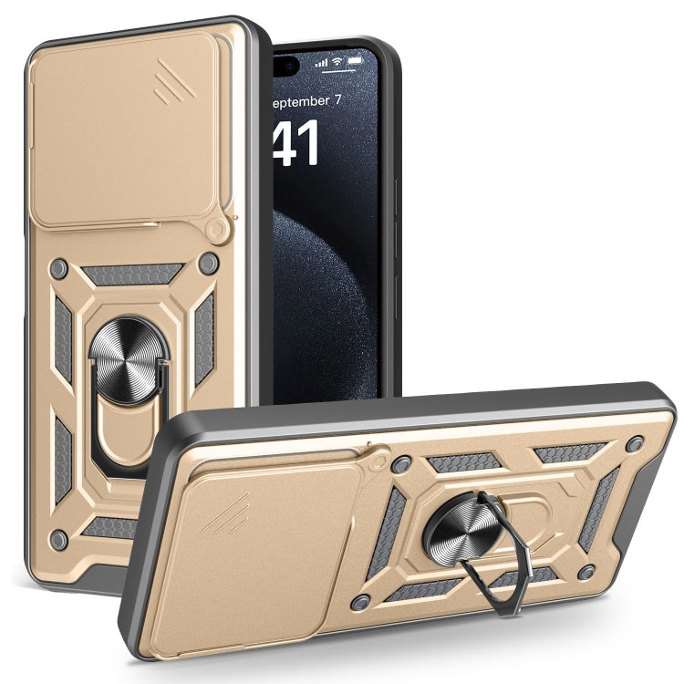 Funda para Teléfono Itel P55 4G TPU y PC con Cámara Deslizante (Dorada)