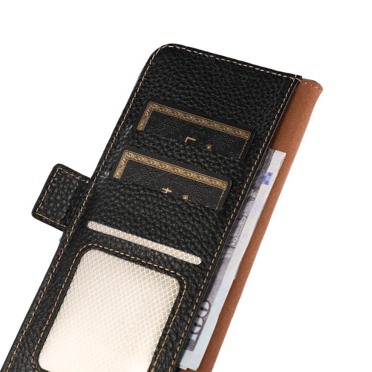 Funda de cuero genuino KHAZNEH con imán lateral y RFID para Samsung Galaxy A17 5G (negro)