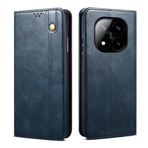Funda de Cuero con Textura Crazy Horse y Cera de Aceite para Redmi Note 14 Pro+ 5G (Azul)