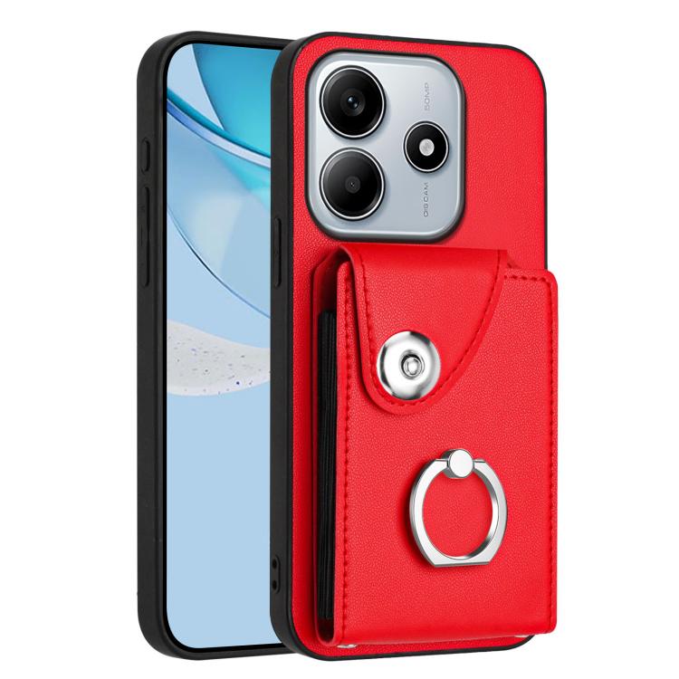 Funda para Redmi Note 14 5G con tarjetero y anillo (rojo)