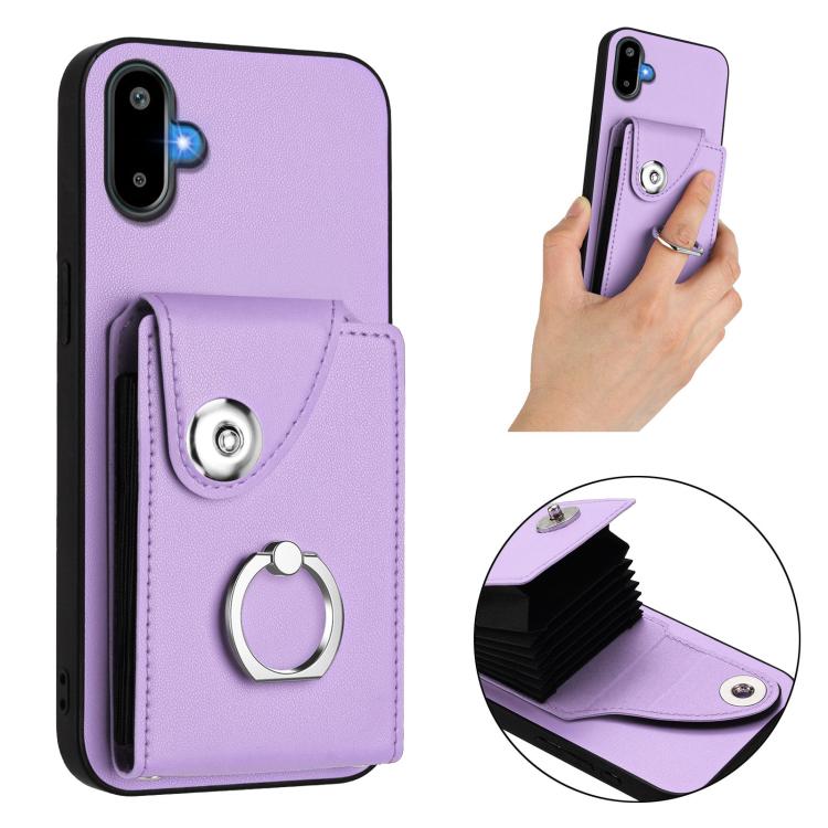 Funda para Samsung Galaxy F06 5G / M06 5G con tarjetero y anillo (morado)