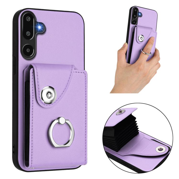 Funda para Samsung Galaxy M16 5G / F16 5G con tarjetero y anillo (morado)