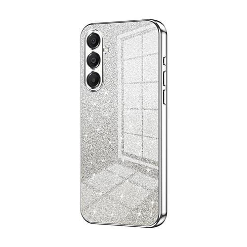 Funda para Samsung Galaxy A17 con purpurina degradada galvanizada (plateada)