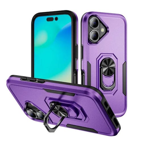 Funda Pioneer Armor de PC y TPU resistente para iPhone 17 con soporte (morado y negro)