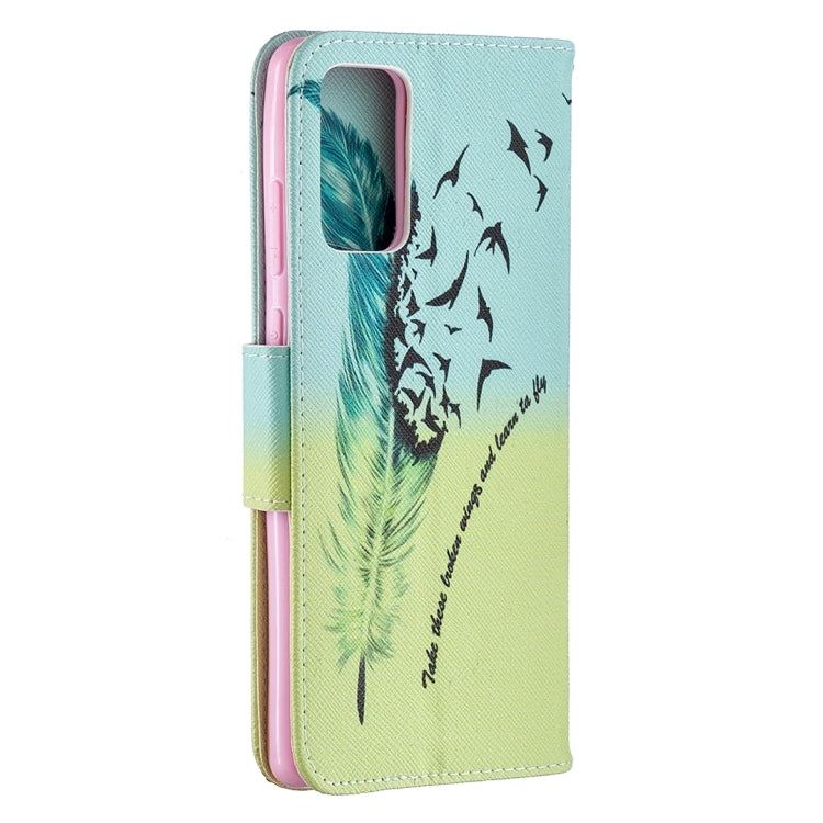 Estuche de Cuero abatible Samsung Galaxy Note 20 con Dibujo Coloreado, Soporte, Ranuras para Tarjetas y Billetera (Pluma)