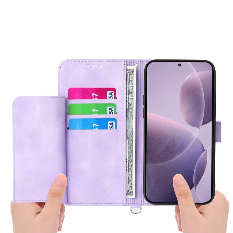 Funda de cuero con relieve floral para Redmi K80/K80 Pro (morado)