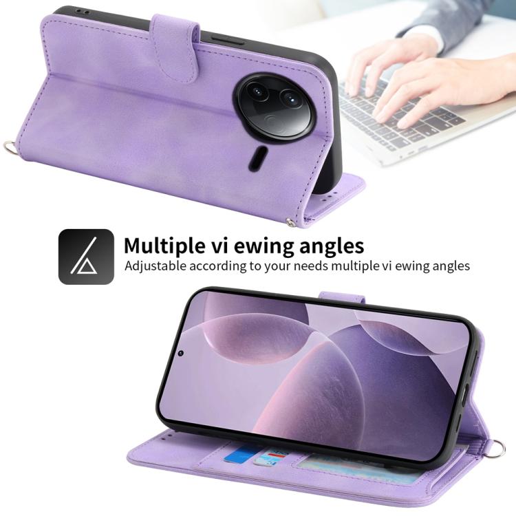 Funda de cuero con relieve floral para Redmi K80/K80 Pro (morado)