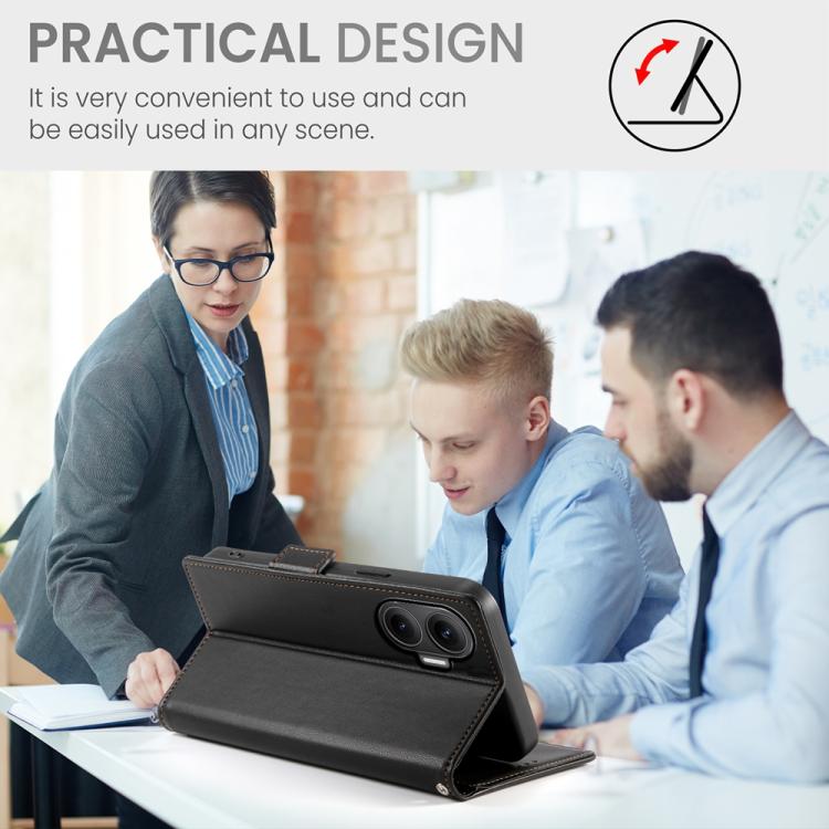 Funda de cuero esmerilado con hebilla lateral magnética para Redmi Turbo 4 Pro / Xiaomi Poco F7 (negro)