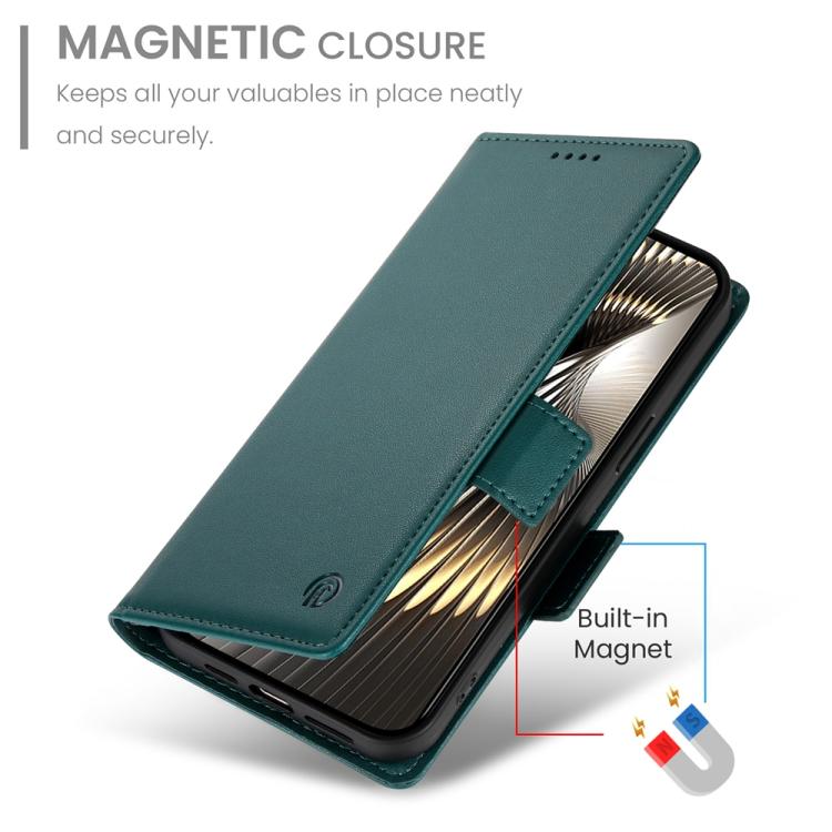 Funda de cuero esmerilado con hebilla lateral magnética para Redmi Turbo 4 Pro / Xiaomi Poco F7 (verde oscuro)