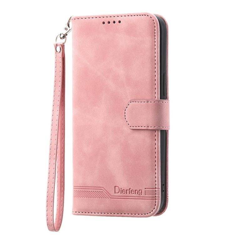 Funda híbrida de TPU y cuero sintético Dierfeng Dream Line para Redmi Turbo 4 Pro y Xiaomi Poco F7 (rosa)