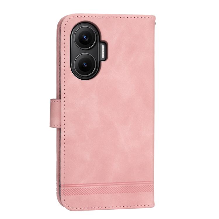 Funda híbrida de TPU y cuero sintético Dierfeng Dream Line para Redmi Turbo 4 Pro y Xiaomi Poco F7 (rosa)