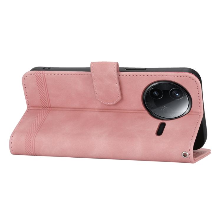 Funda híbrida de TPU y cuero sintético Dierfeng Dream Line para Redmi K80/K80 Pro (rosa)