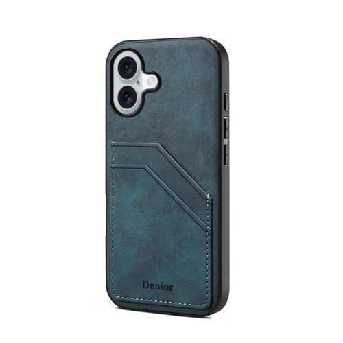 Funda trasera de PU con ranura para dos tarjetas para iPhone 17 Denior D09 (azul)