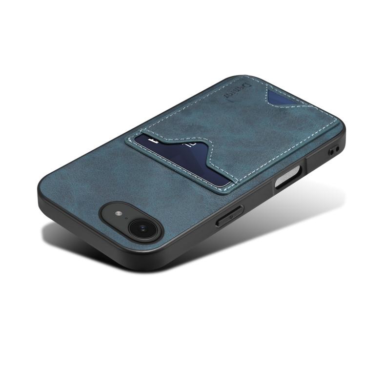 Funda Trasera Denior D06 para iPhone 16E con Ranura para Tarjeta y Soporte (Azul)
