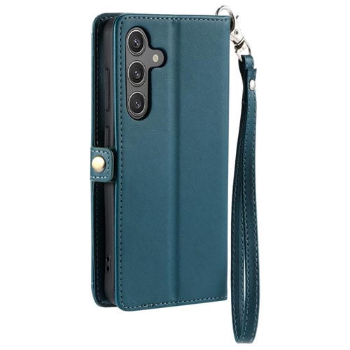 Funda de cuero con ranura para múltiples tarjetas y cordón para Samsung Galaxy S25 FE 5G (verde)