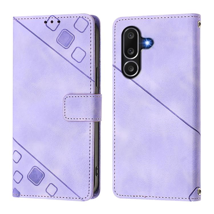 Funda de piel con relieve para Samsung Galaxy M56 5G (morado claro)