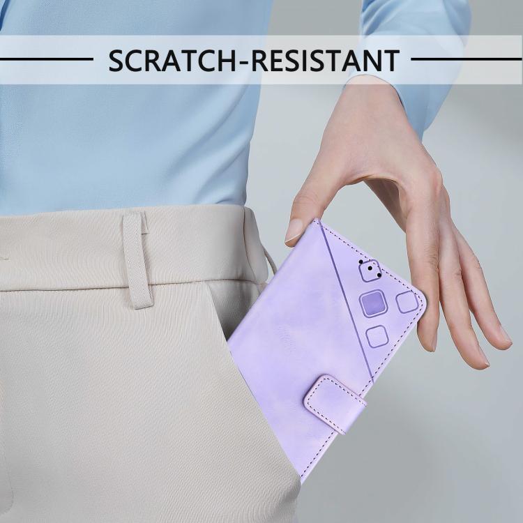Funda de piel con relieve para Samsung Galaxy M56 5G (morado claro)