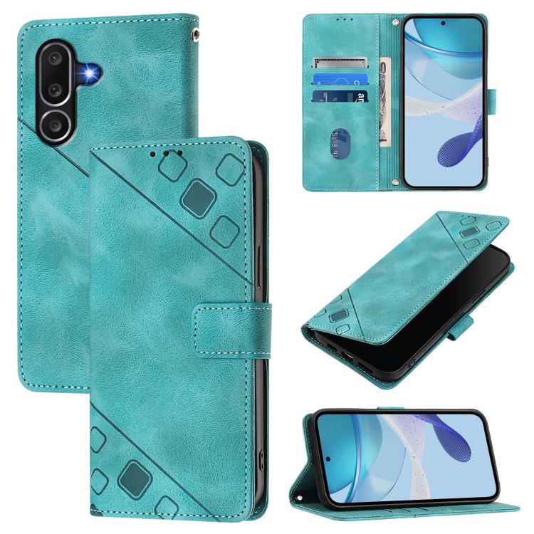 Funda de piel con relieve para Samsung Galaxy M56 5G (verde)