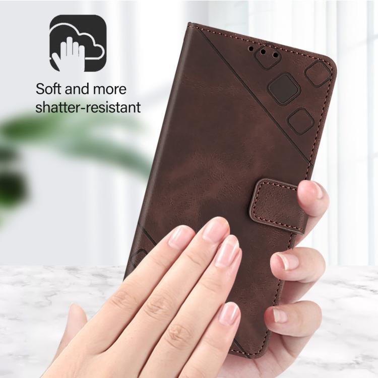 Funda de piel con relieve para Samsung Galaxy M56 5G (marrón)