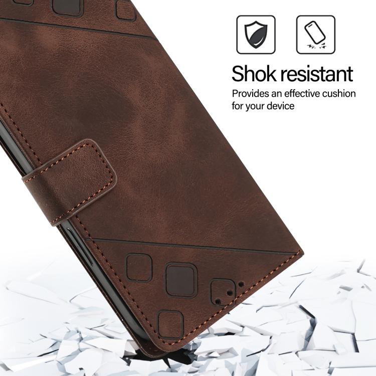 Funda de piel con relieve para Samsung Galaxy M56 5G (marrón)