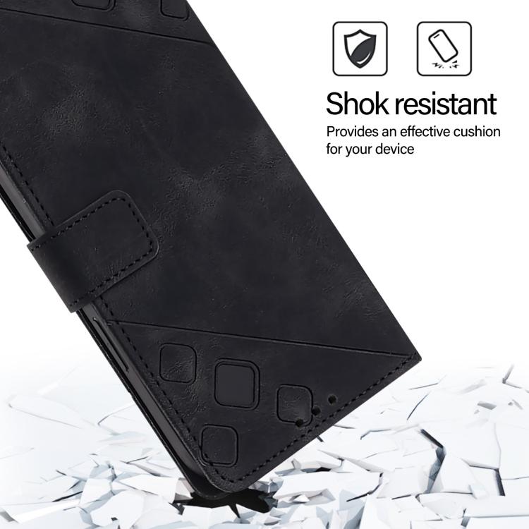 Funda de piel con relieve para Samsung Galaxy M56 5G (negra)