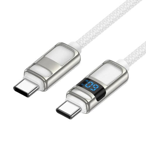 Cable de Datos y Carga USB-C a USB-C 60 W Hoco U137 1,2 m (Blanco)