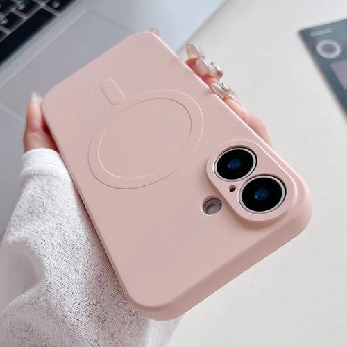 For iPhone 17 Solid Color Liquid Silicone MagSafe Magnetic Phone Case(Pink)